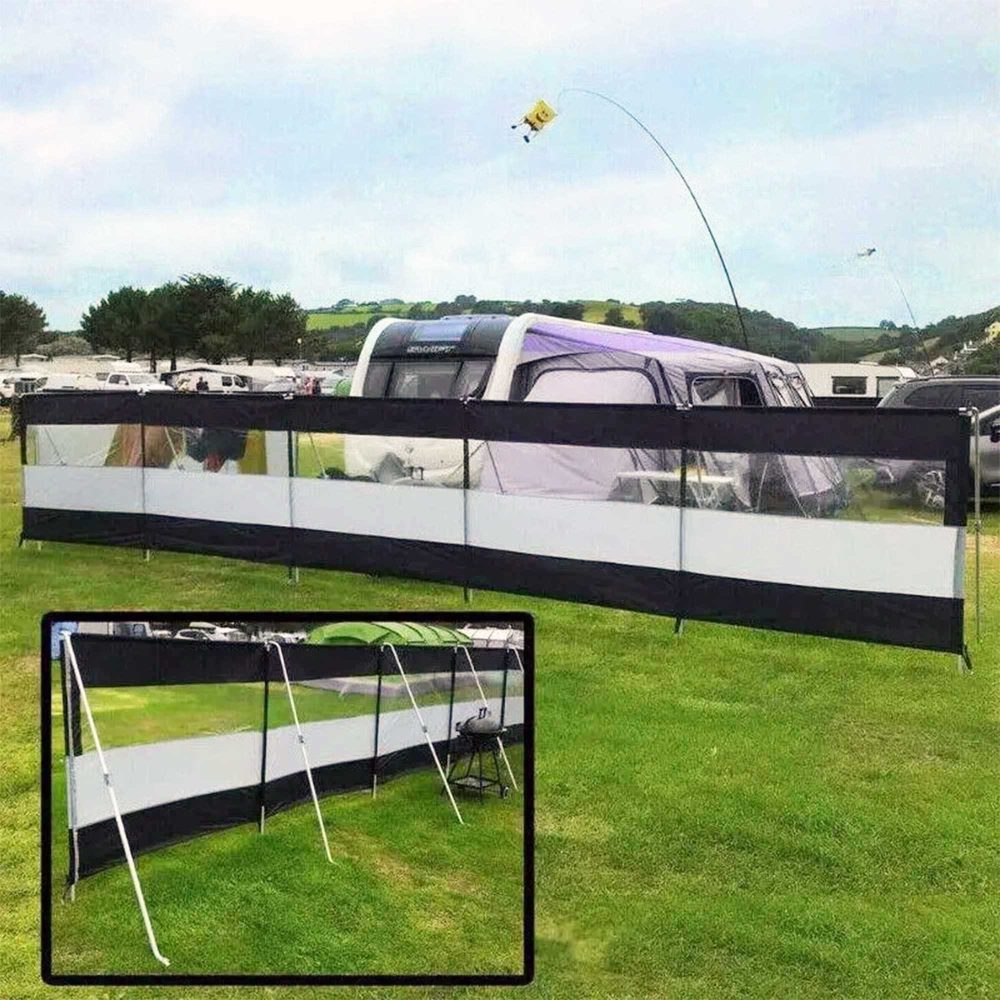 caravan accessories Deluxe Pro 3 Or 5 Section Windbreak With Aluminium Support Poles