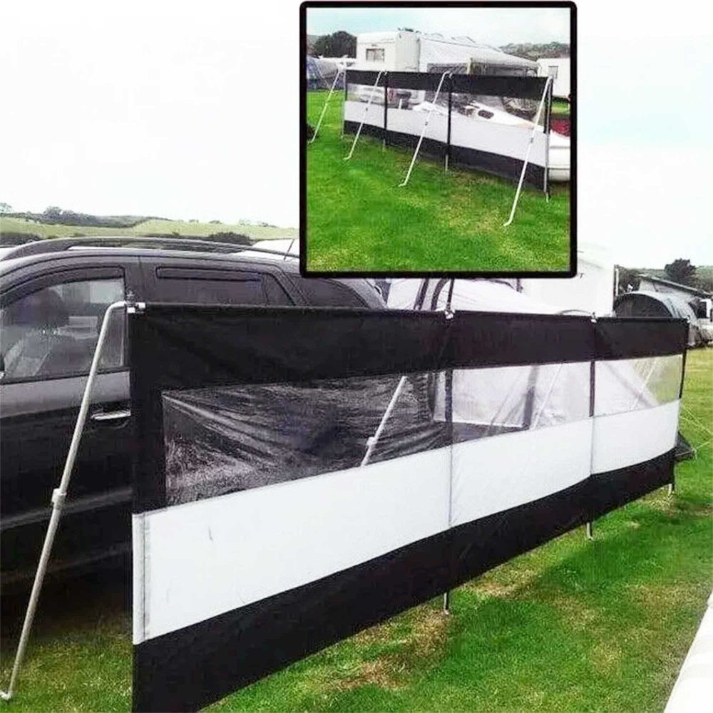 caravan accessories Deluxe Pro 3 Or 5 Section Windbreak With Aluminium Support Poles